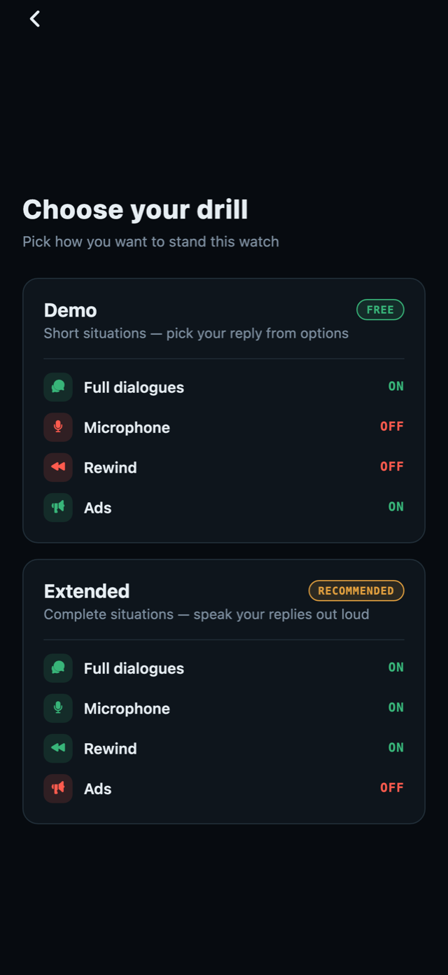 Choose your drill: Demo or Extended